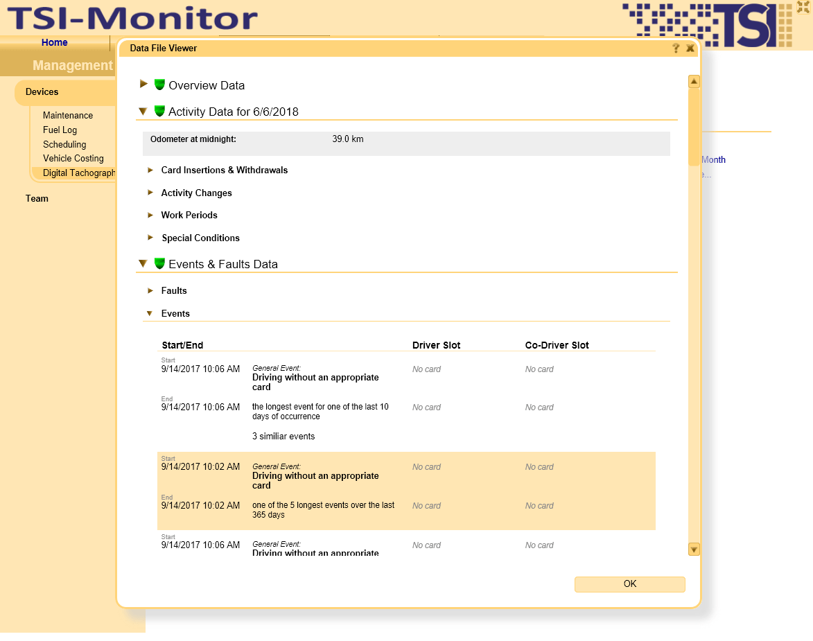 Automatically download data from the digital tachograph